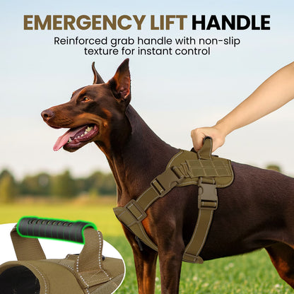 No Pull Dog Harness for Small Dogs, Reflective Dog Vest Harness with Handle, Adjustable Easy on Dog Harness for Training Running Walking, Khaki S