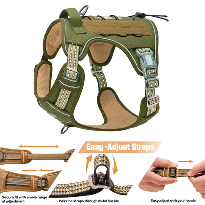 No Pull Dog Harness for Large Dogs, Adjustable Easy on Pet Vest Harness, Front Clip Service Vest Harness, Reflective Soft Padded Dog Harness Vest, Dog Training Running Harness with Handle