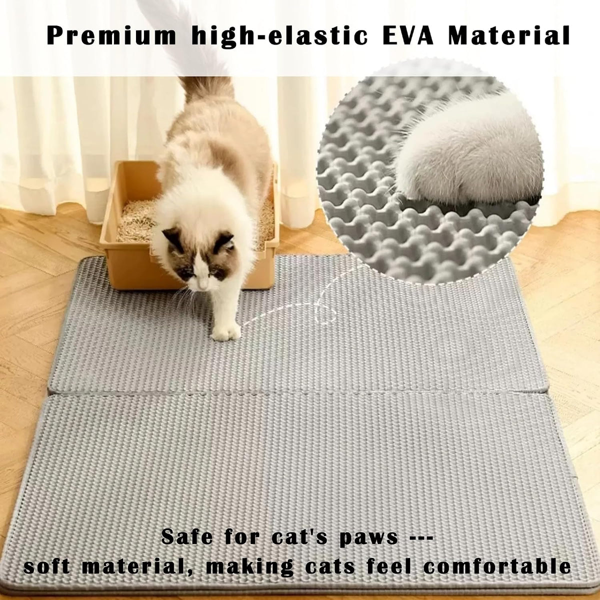 2-Pack Cat Litter Mat, Double Layer Honeycomb Waterproof Urine Proof Non-Slip Litter Trapping Mat, Less Waste, Easy to Clean Cat Litter Box Mat, Kitten Indoor Supplies (Gray, 20X16 Inches)