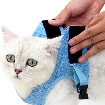 Cat Harness and Leash for Walking, Escape Proof Soft Adjustable Vest Harnesses for Cats, Easy Control Breathable Jacket, Blue, (L) for 10-15.5 Lb Cat