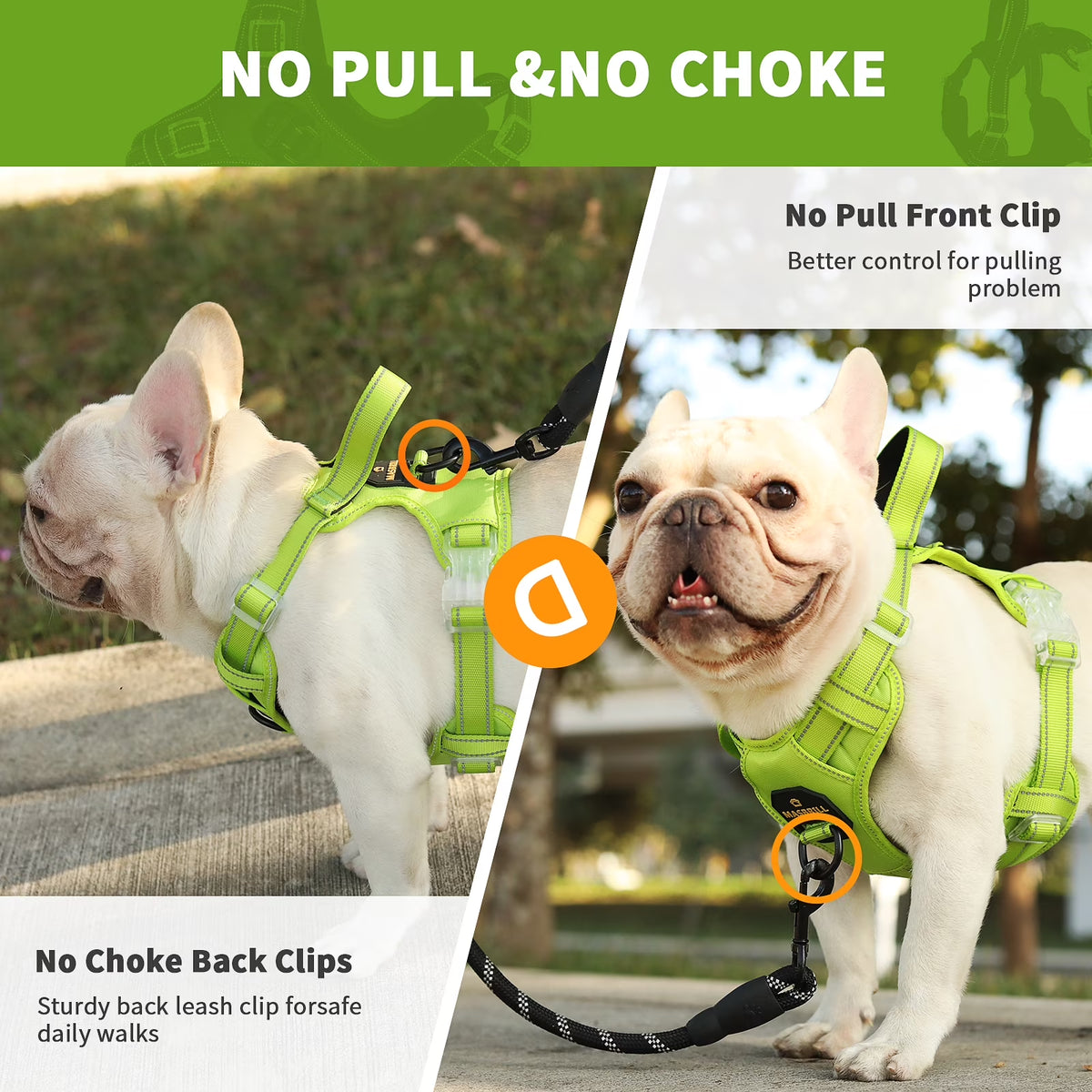 Reflective Dog Harness No Pull Dog Vest Harness with Handle,No Choke Adjustable Soft Padded Pet Vest for Small Dogs,Green Dog Galters
