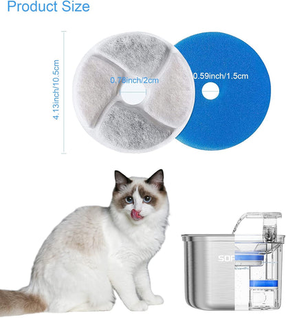 Cat Water Fountain Filters, 4 Packs Replacement Filters for Automatic Pet Fountain, 4.13Inch Filters for Cat Water Fountain