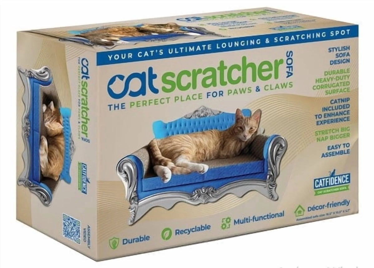 Cat Scratcher Sofa with Catnip, Corrugated Cardboard Cat Lounge Bed
