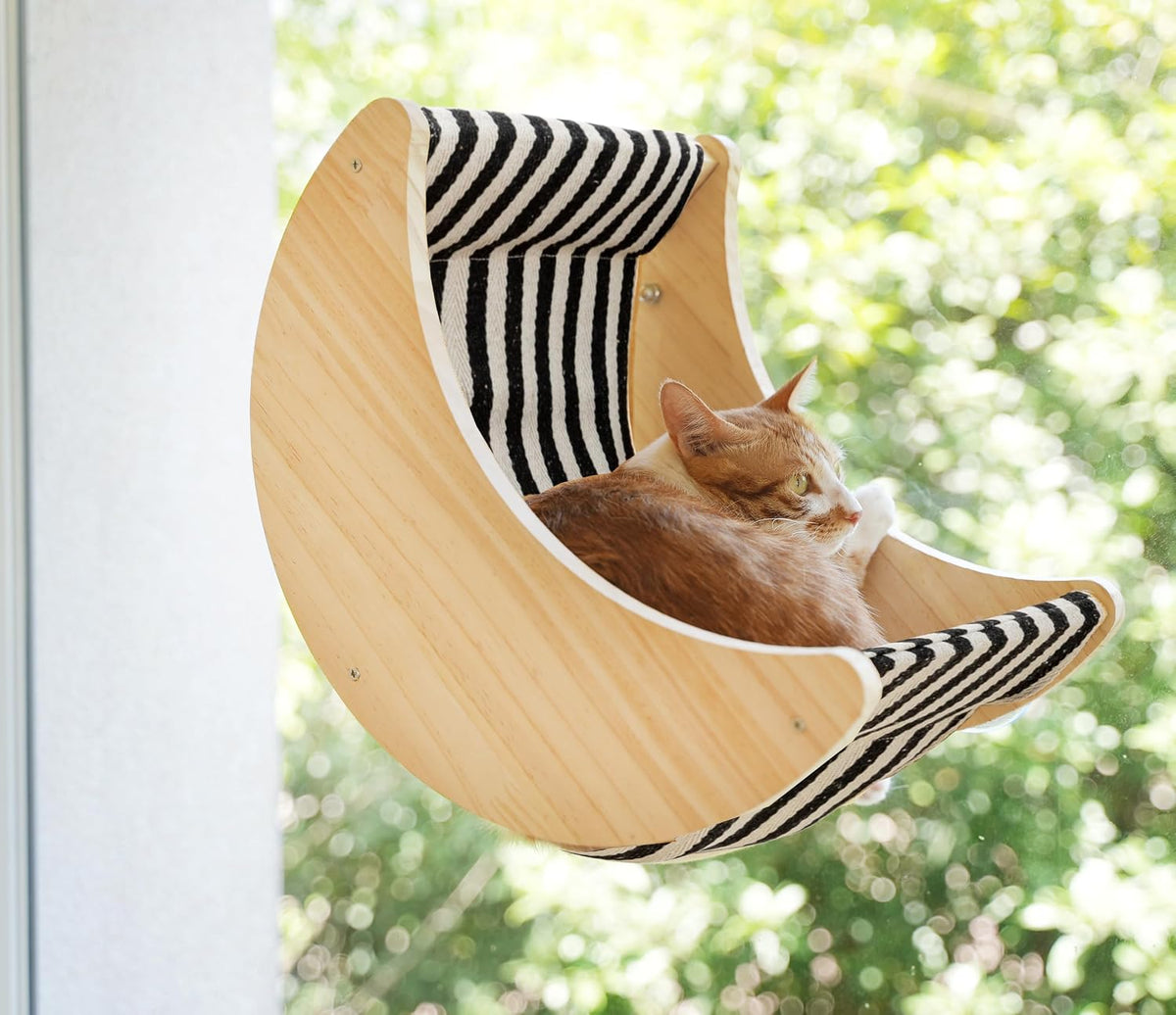 Cat Window Perch, Plywood Moon Bed with 4 Heavy-Duty Suction Cups
