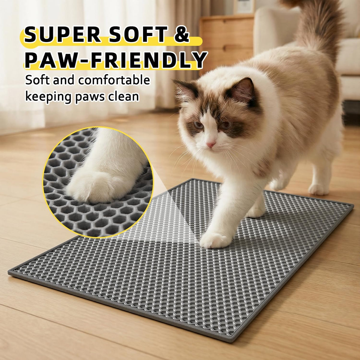 Cat Litter Mat,15"X24", Waterproof, Easy to Clean (Grey-1Pack)
