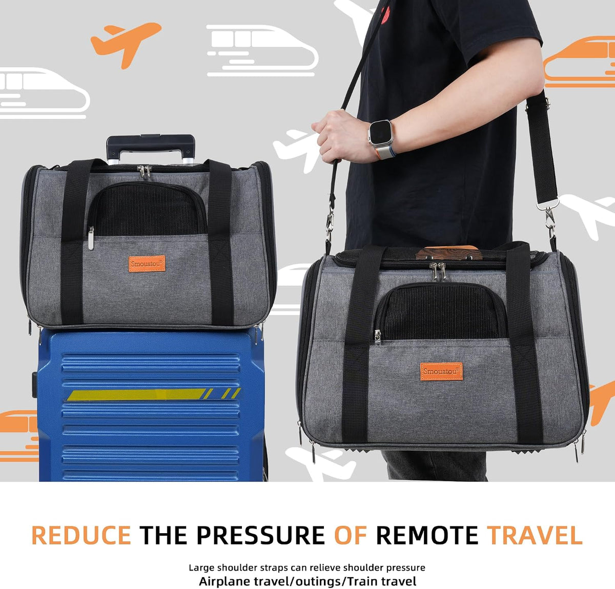 Cat Carrier, Dog Carrier, Cat Bag Carrier, Cat Travel Carrier, Soft-Sided and Scratch-Proof Mesh Cat Bag Pet Carriers, Travel Puppy Carry, Pet Home (Grey)