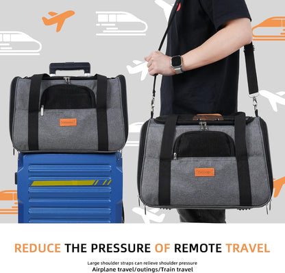 Cat Carrier, Dog Carrier, Cat Bag Carrier, Cat Travel Carrier, Soft-Sided and Scratch-Proof Mesh Cat Bag Pet Carriers, Travel Puppy Carry, Pet Home (Grey)