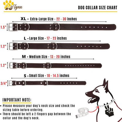 Heavy Duty Leather Dog Collar for Extra-Large Dogs, 22-30"