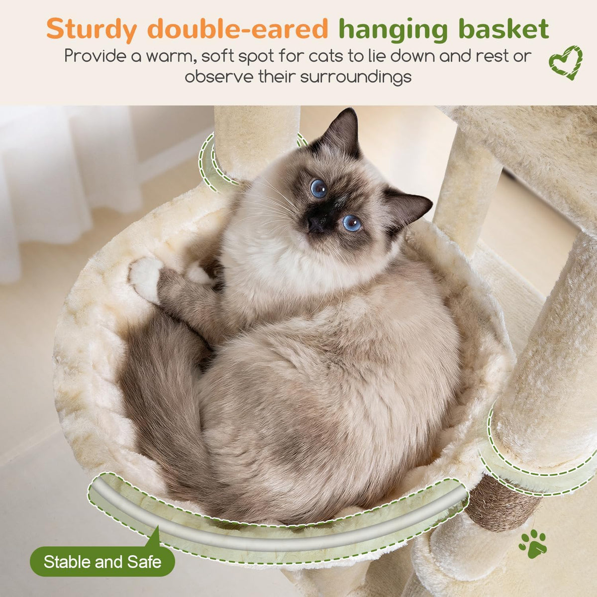 Heavy Duty Cat Tree, 73In Tall Cat Tower, F73C, Beige