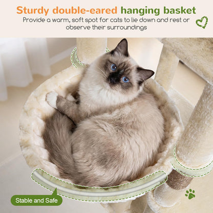 Heavy Duty Cat Tree, 73In Tall Cat Tower, F73C, Beige