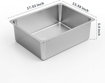 Stainless Steel Cat Litter Box - Metal High Sided Cat Pan, Large Stainless Steel