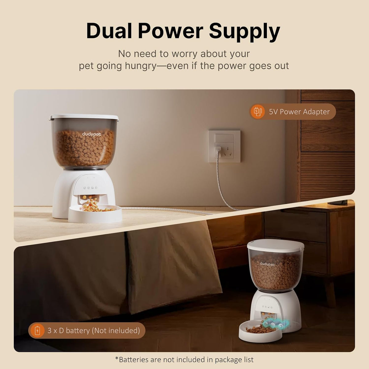 Automatic Cat Feeder with Wifi, Timed Cat Dry Food Dispenser for Cats Dog