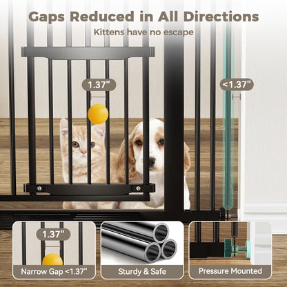 Pet Gate, 55.1 Inch Extra Tall Dog Gate,29.5''-40.6''Wide with Cat Door,Pet Gate for Doorway Stairs,Black