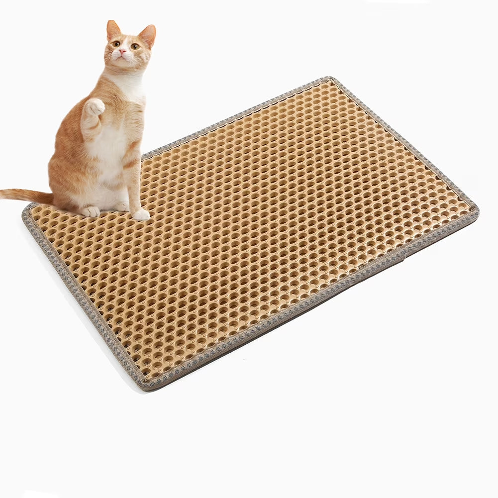 Double Layer anti Tracking Waterproof Cat Litter Trapping Mat Yellow
