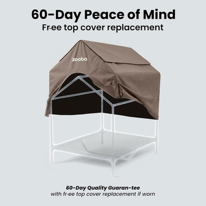 48In XL Dog House Outdoor, Elevated Dog Bed with Canopy, Brown