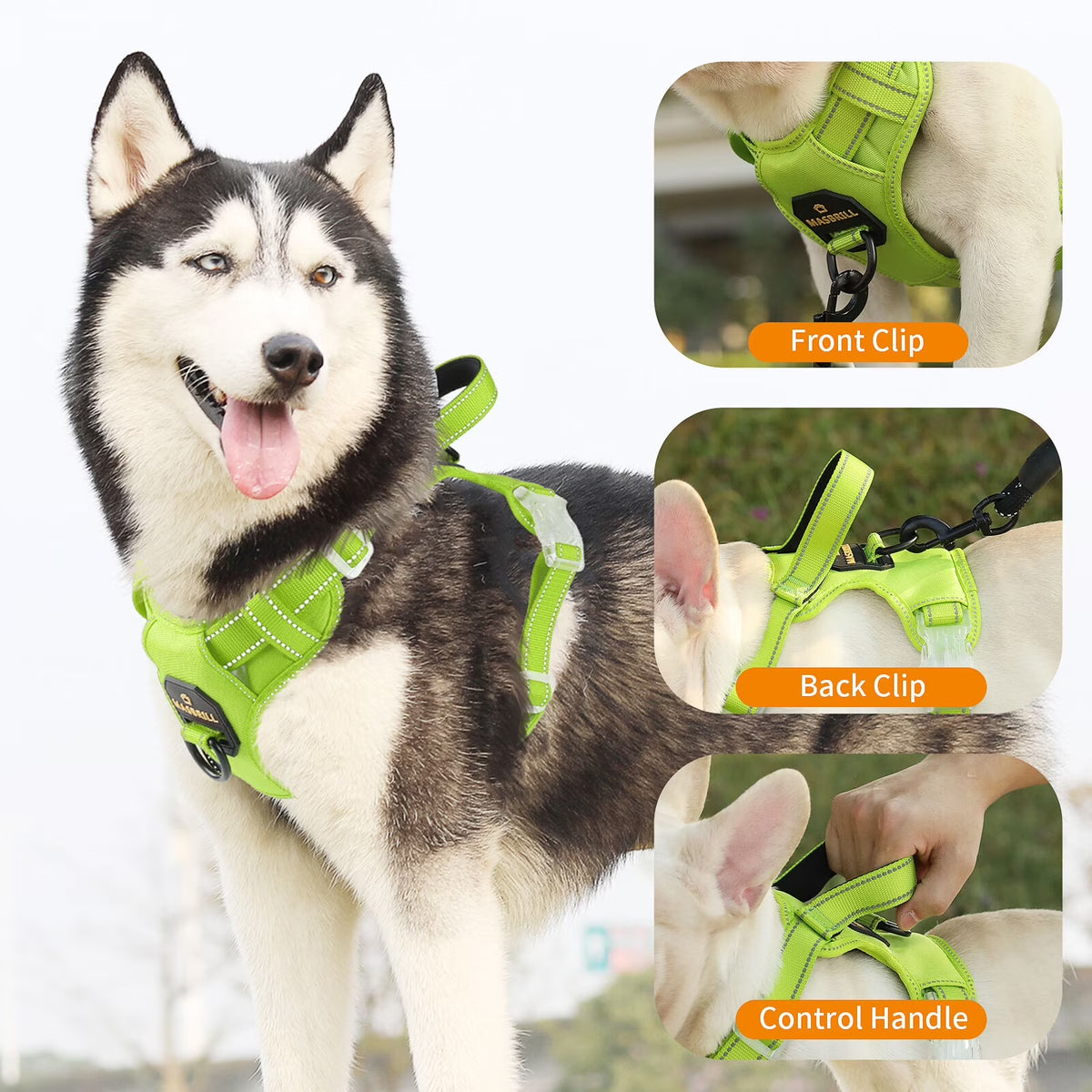 Reflective Dog Harness No Pull Dog Vest Harness with Handle,No Choke Adjustable Soft Padded Pet Vest for Small Dogs,Green Dog Galters