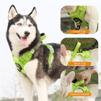 Reflective Dog Harness No Pull Dog Vest Harness with Handle,No Choke Adjustable Soft Padded Pet Vest for Small Dogs,Green Dog Galters