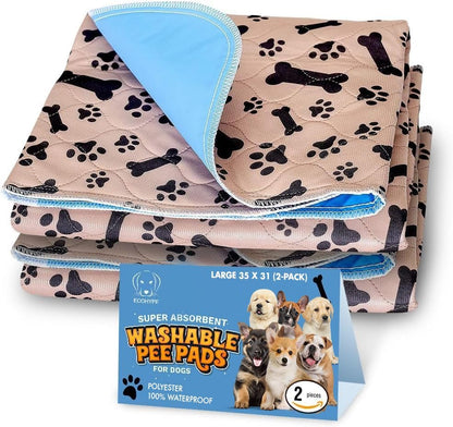Super Absorbent Washable Pee Pads for Dogs Large 35 X 31 (2-Pack) Puppy Pads Pet Training Pads Reusable Pee Pads for Dogs 100% Waterproof Dog Puppy Pee Pads Extra Large Wee Wee Pads for Dogs Pet Peed