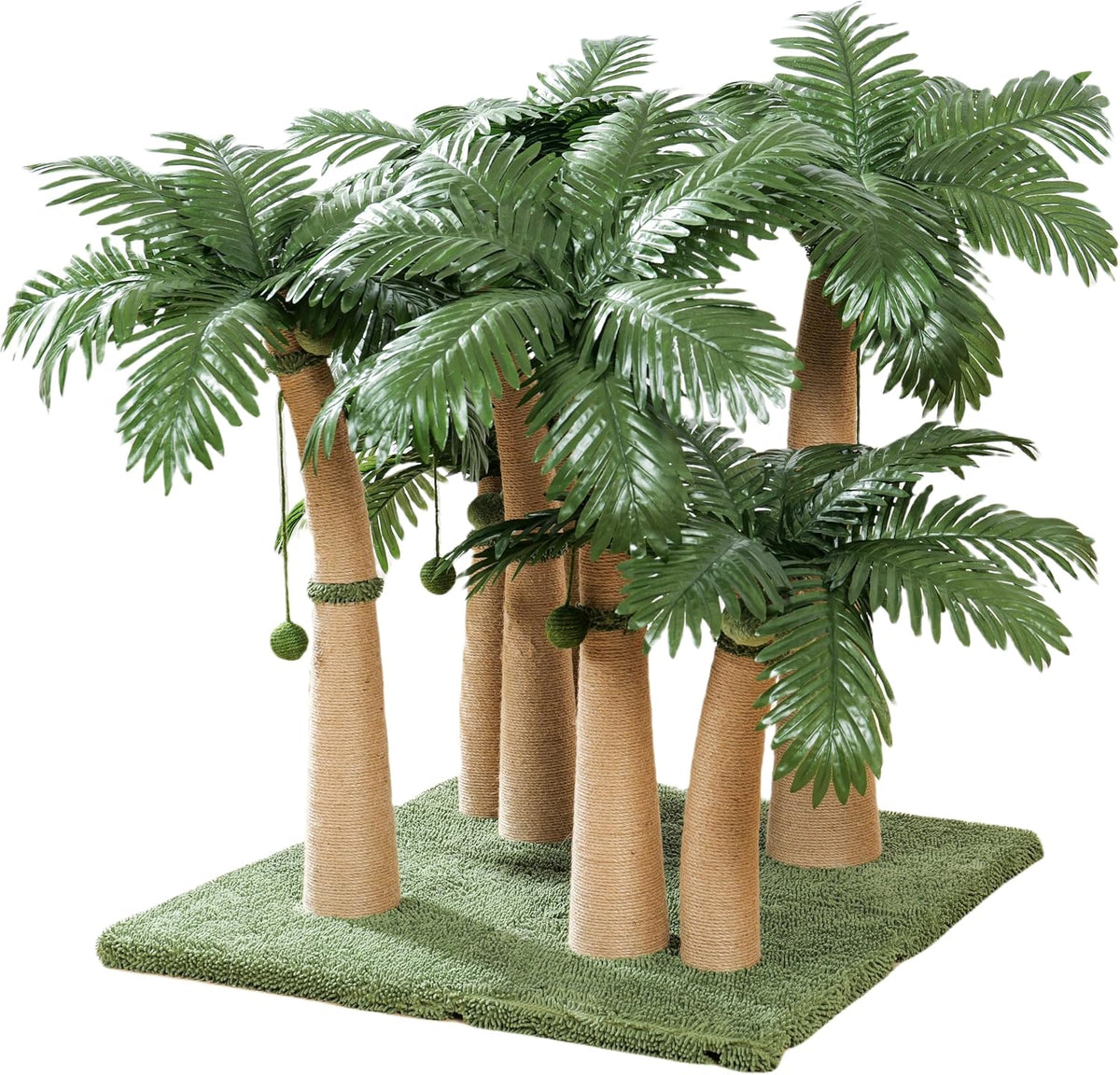 Palm Tree Cat Scratching Post with 19 Interactive Balls, Natural Sisal Rope Cat Scratchers for Indoor Cats, Multi-Combinable (Style a & B & C & D)