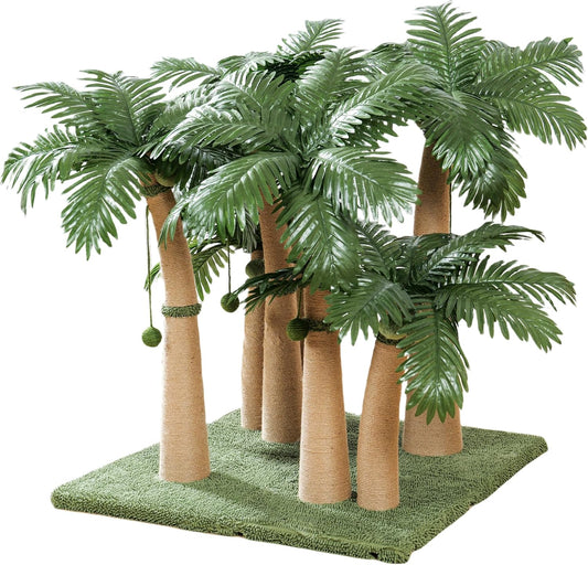 Palm Tree Cat Scratching Post with 19 Interactive Balls, Natural Sisal Rope Cat Scratchers for Indoor Cats, Multi-Combinable (Style a & B & C & D)