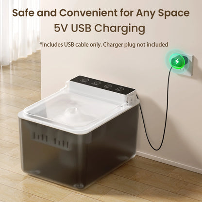 Water Fountain for Cat with Dustproof Cover, 101.4Oz/3L Automatic Cat Water Fountain for Drinking, Fba-Free ABS, Detachable Tank, Pet Dispenser with Replacement Filter, USB Plug-In Charge