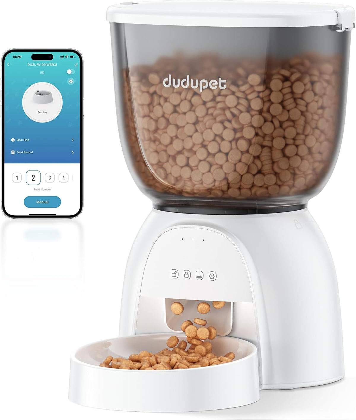 Automatic Cat Feeder with Wifi, Timed Cat Dry Food Dispenser for Cats Dog
