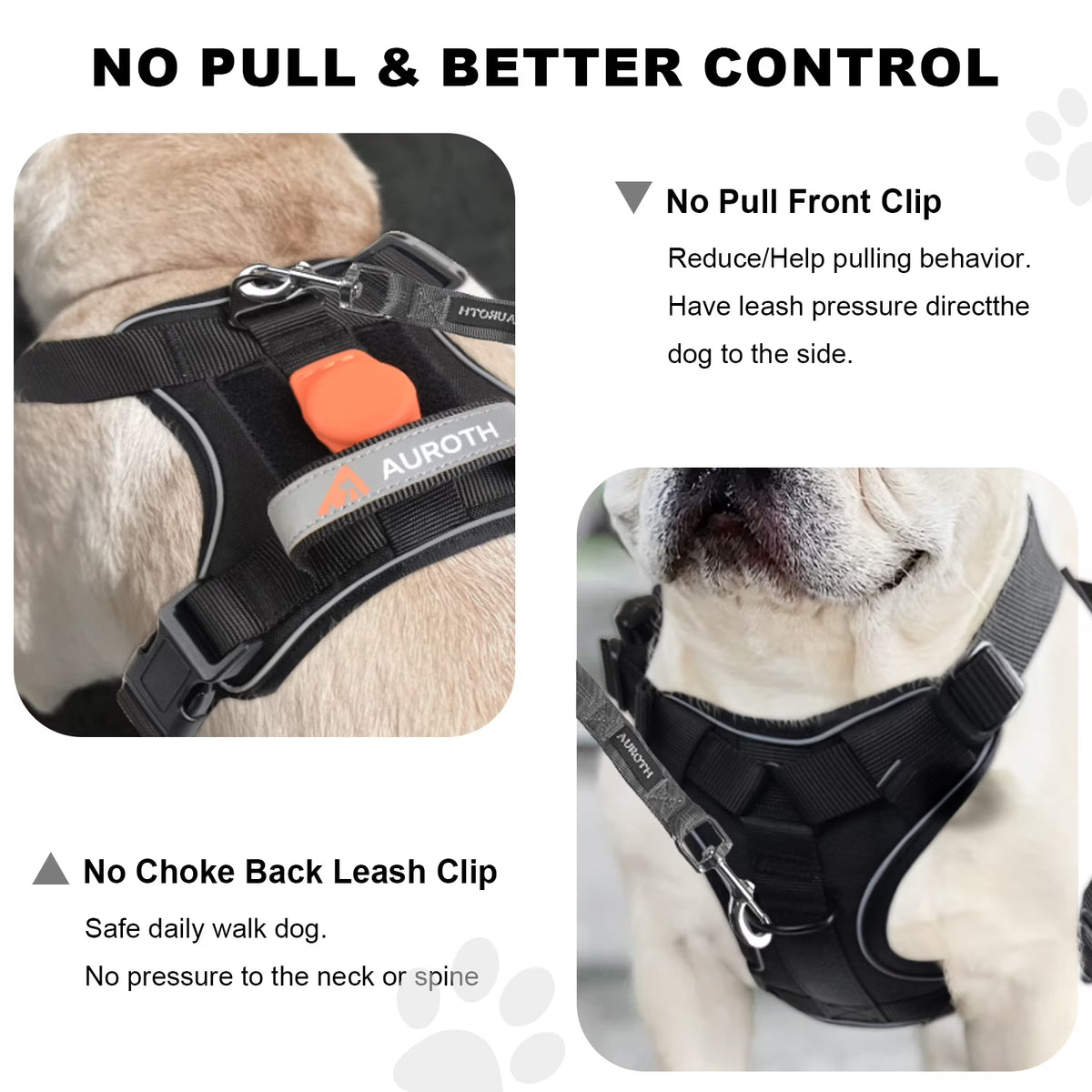 Dog Harness for Large Dogs, No Pull Dog Harness with Handle, Reflective Pet Harness, Adjusatble Service Vest Harness for Dog