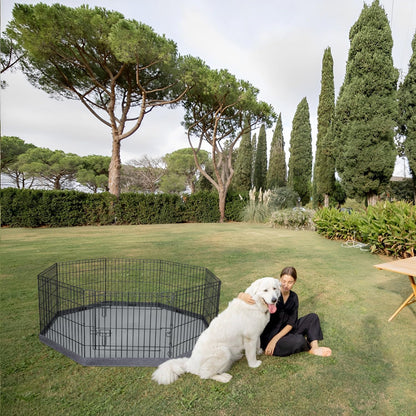 Foldable Metal Dog Exercise Pen/Pet Puppy Playpen Kennels Yard Fence Indoor/Outdoor 8 Panel 24" W X 24" H with Bottom Pad (With Bottom Pad, 8 Panels 24" H)