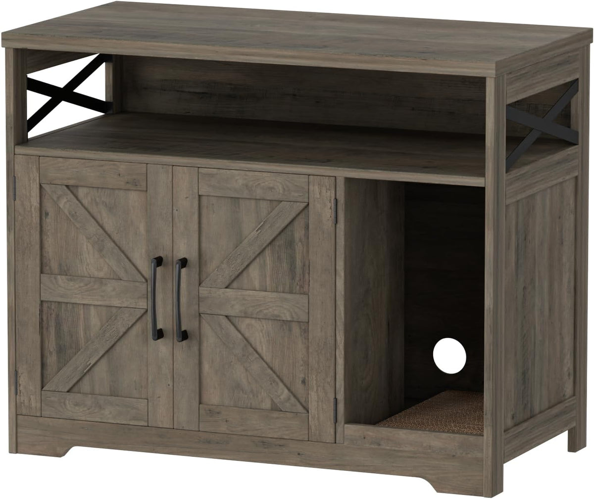 Cat Litter Box Enclosure, Hidden Litter Box with Scratch Pad
