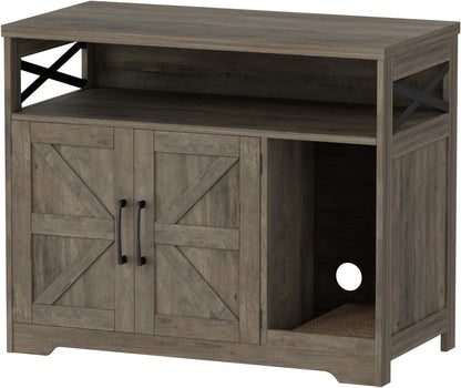 Cat Litter Box Enclosure, Hidden Litter Box with Scratch Pad