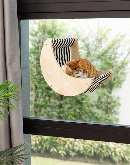 Cat Window Perch, Plywood Moon Bed with 4 Heavy-Duty Suction Cups