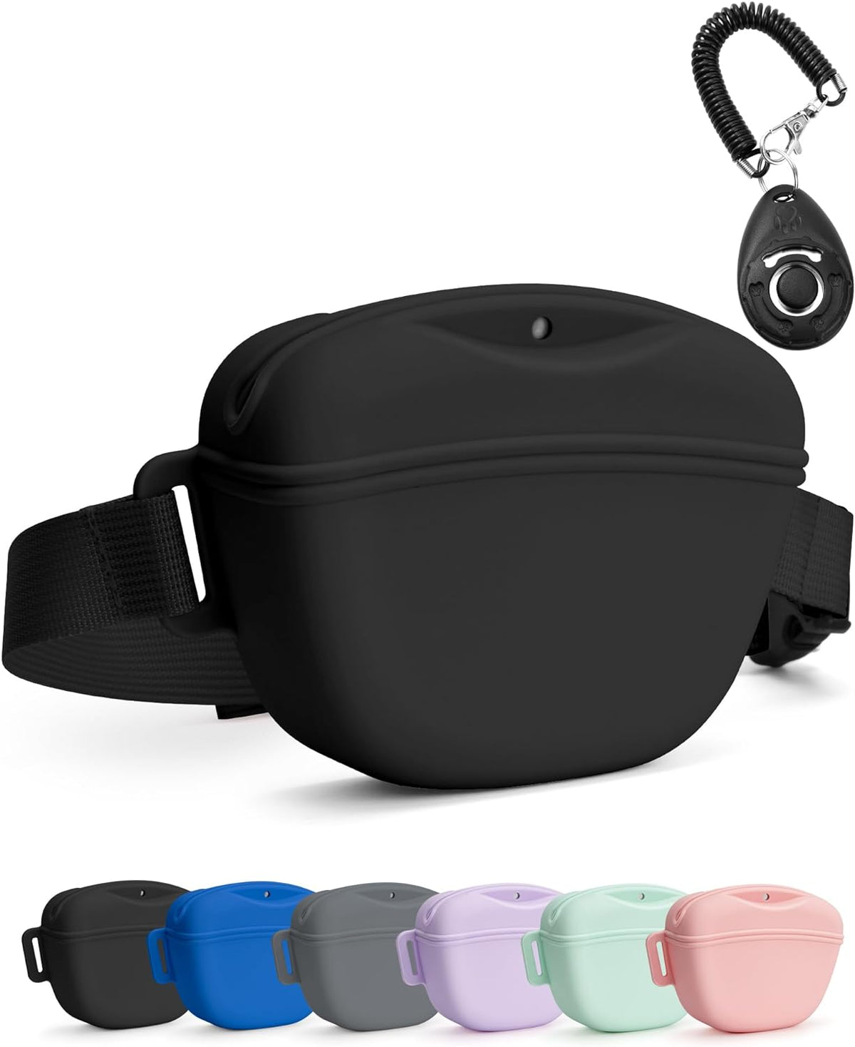 1.67 Cup Magnetic Dog Treat Pouch with Training Clicker (Black)