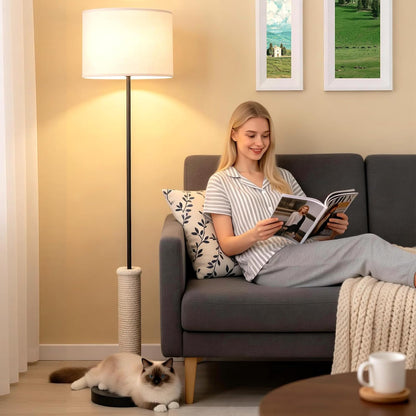 61 Inches Cat Scratching Post, Floor Lamp,Durable Natural Sisal and Heavy Duty Base,Suitable for Living Room Bedroom Dining Room Kitchen