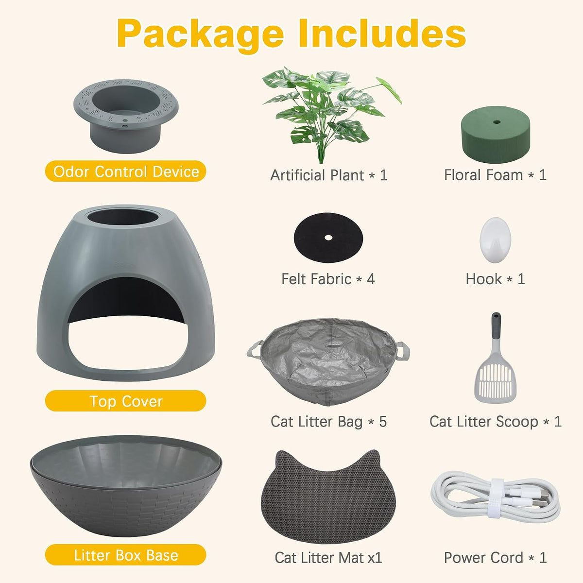 Eggloa6 Cat Litter Box Enclosure, Plant Litter Box Large