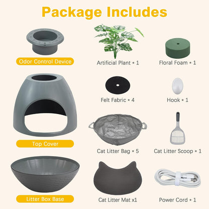 Eggloa6 Cat Litter Box Enclosure, Plant Litter Box Large