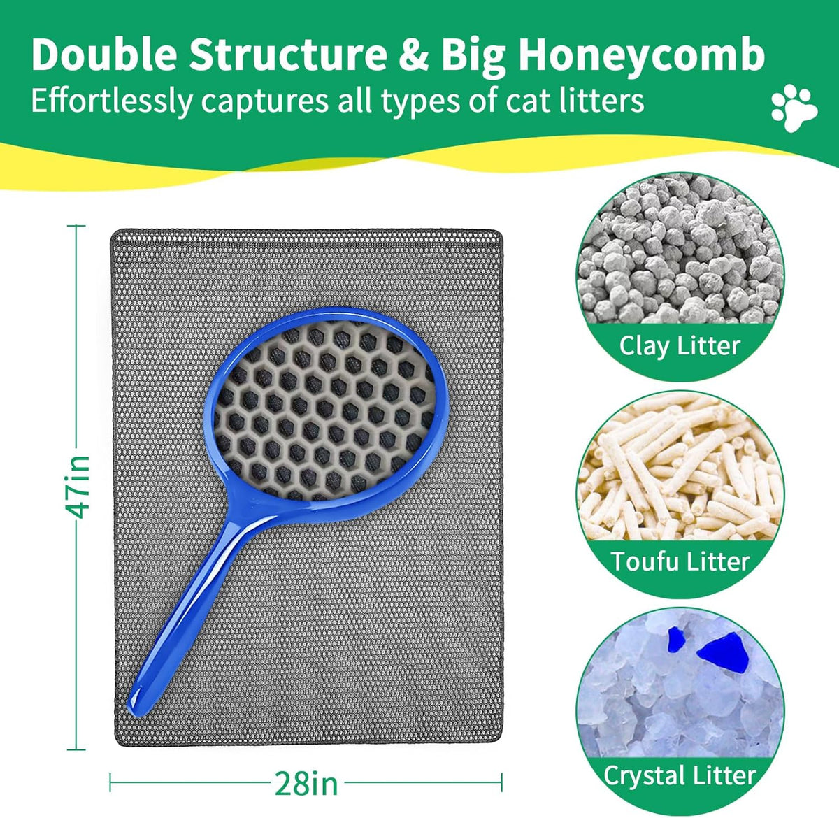 Cat Litter Mat,Xl47''X 28'' Extra Large Litter Trapping Mat Kitty Rug