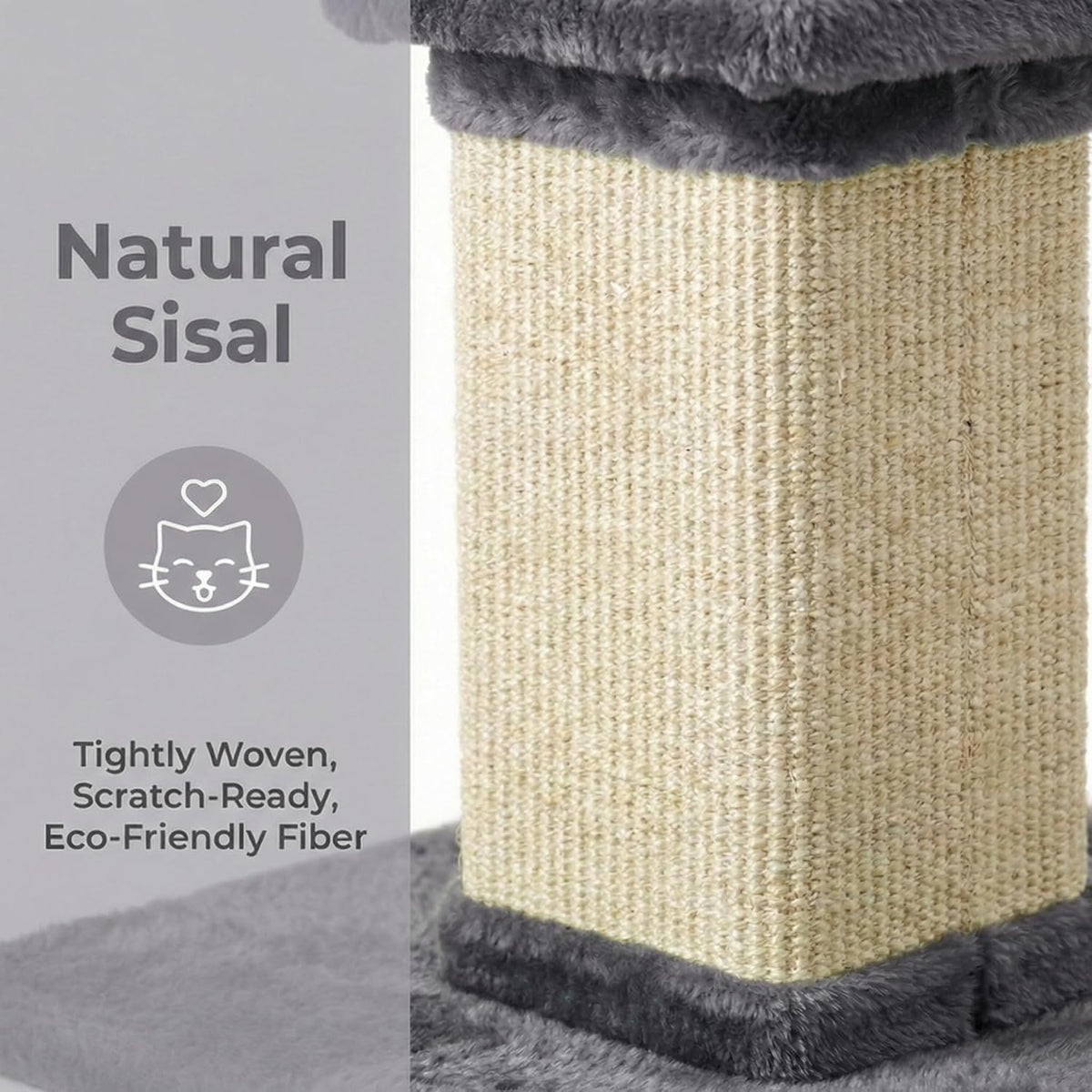Tall Cat Scratching Post, 32'' Heavy Duty and Thick Scratching Post, Scratching Post for Adult Cats, Thick Sisal Rope with Hanging Ball, Grey