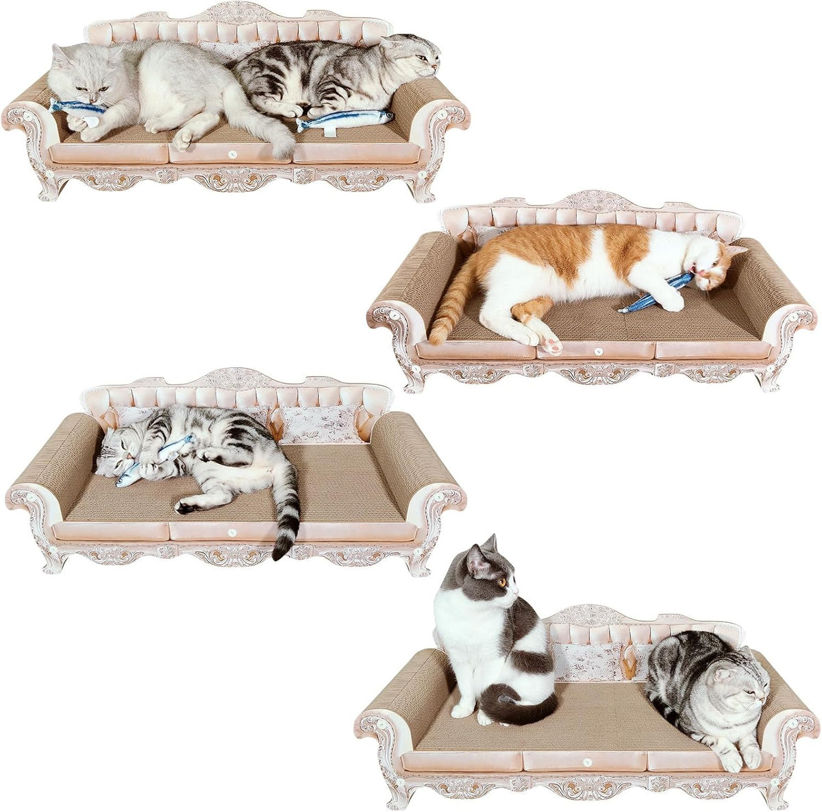 31.5" Extra Large Cat Scratcher Sofa, Durable Cardboard Lounge Bed