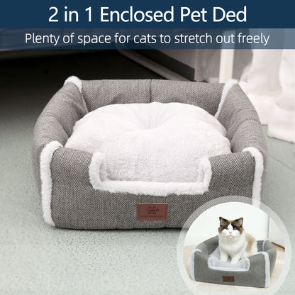 Cat Bed for Indoor Cats - Cat Cave Bed Cat House Cat Tent with Removable Washable Cushioned Pillow
