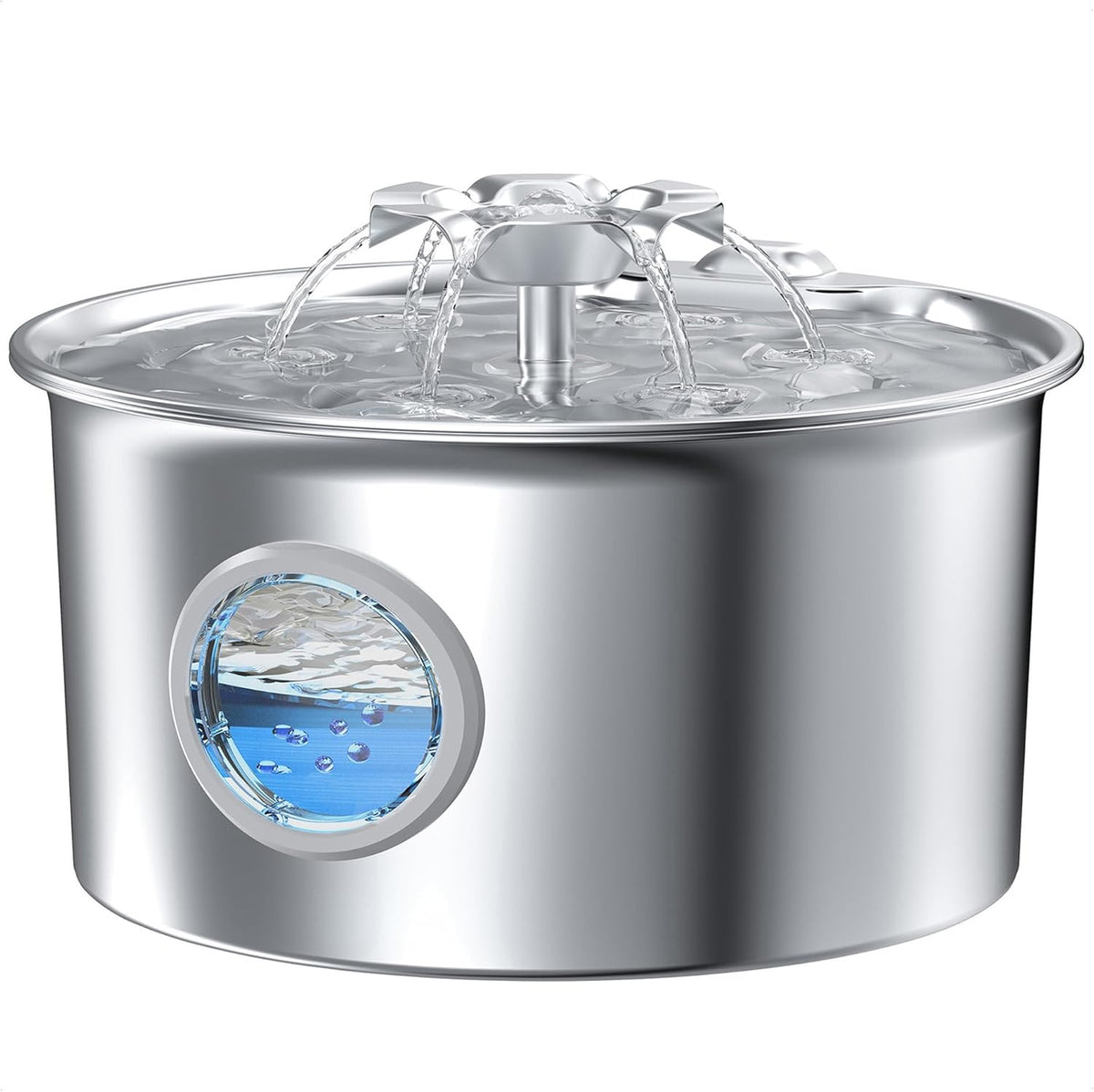 Stainless Steel Cat Water Fountain: 88Oz/2.6L Ultra Quiet Pet Fountain with Flow