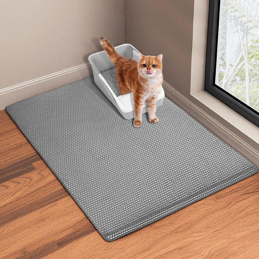 2 Layer Cat Litter Mat, 25X16 Inch Litter Trapping Mat for Cats