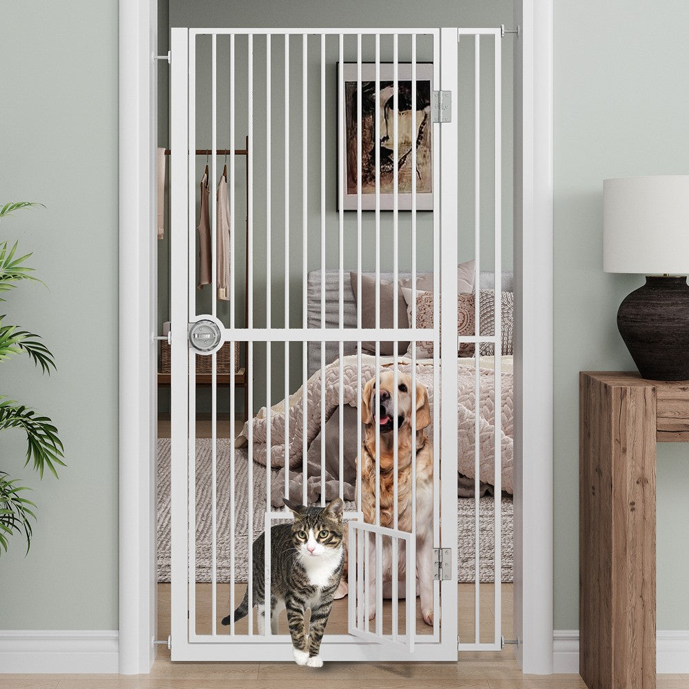 Pet Dog Cat Gate for Doorway Adjustable Pet Safety Gate with Extension 61" Tall