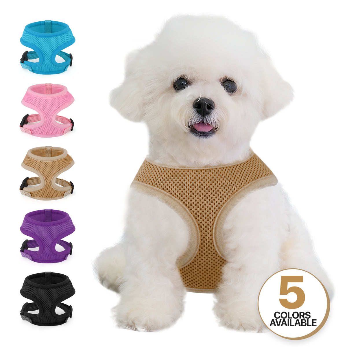No Pull Dog Harness, Pet Vest Adjustable Mesh Breathable Harnesses for Dogs Walking, Light Brown XS
