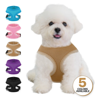No Pull Dog Harness, Pet Vest Adjustable Mesh Breathable Harnesses for Dogs Walking, Light Brown XS