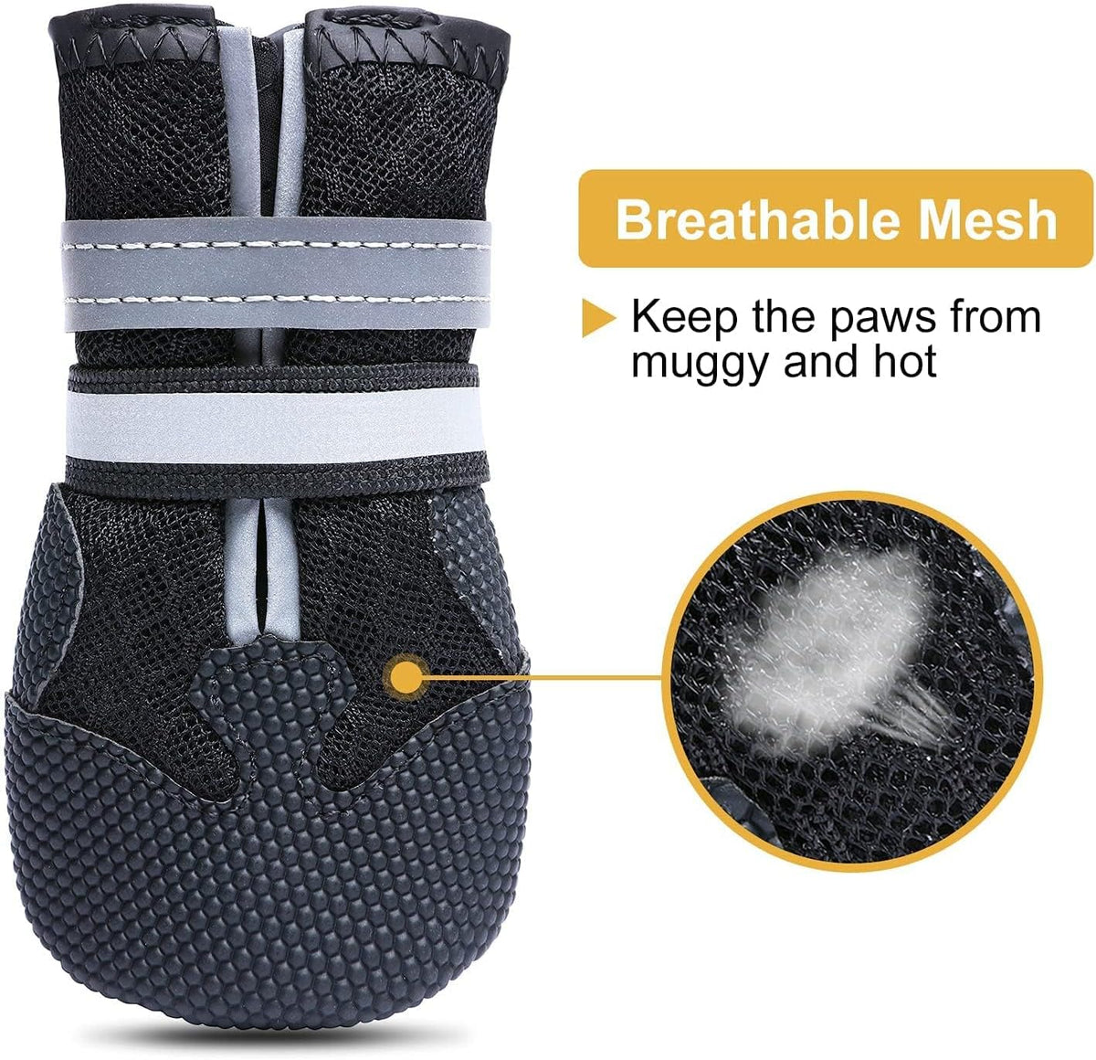Breathable Dog Boots for Medium Large Dogs,Non-Slip Dog Shoes for Summer Hot Pavement,Lightweight Paw Protector Dog Booties for Outdoor & Indoor Hardwood Floors