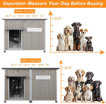 55" Extra Large Outdoor Dog House with Iron Frame for Medium to Large Dogs