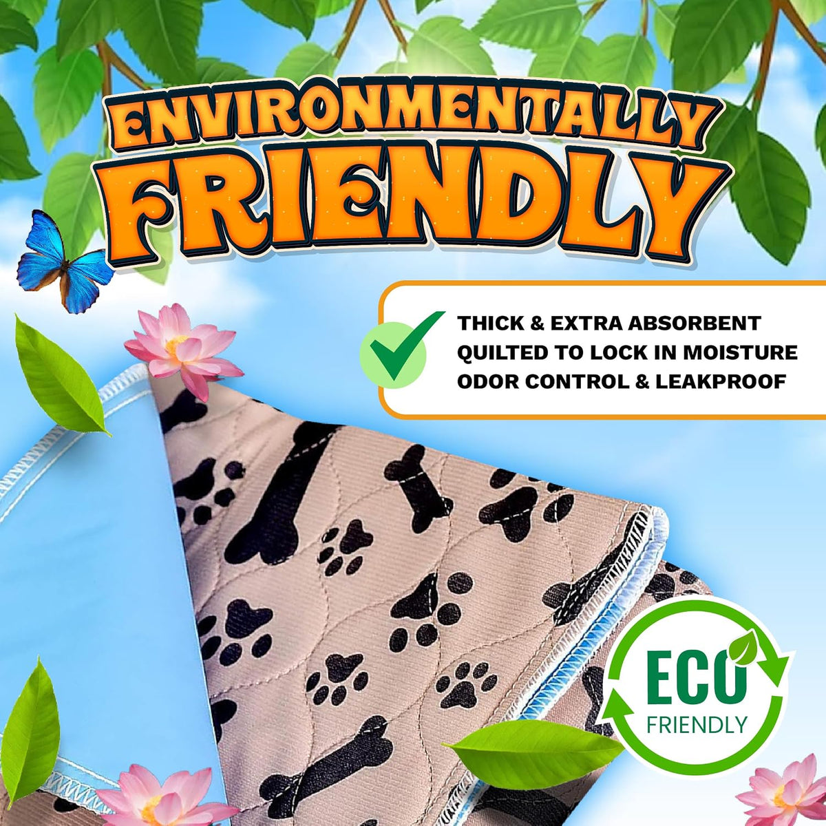 Super Absorbent Washable Pee Pads for Dogs Large 35 X 31 (2-Pack) Puppy Pads Pet Training Pads Reusable Pee Pads for Dogs 100% Waterproof Dog Puppy Pee Pads Extra Large Wee Wee Pads for Dogs Pet Peed