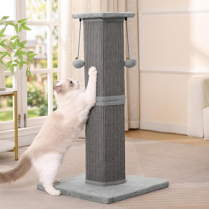 Cat Scratching Post 33 Inch Heavy Duty Sisal Scratcher Post Gray