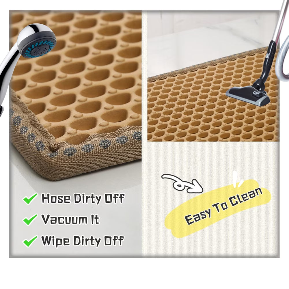 Double Layer anti Tracking Waterproof Cat Litter Trapping Mat Yellow