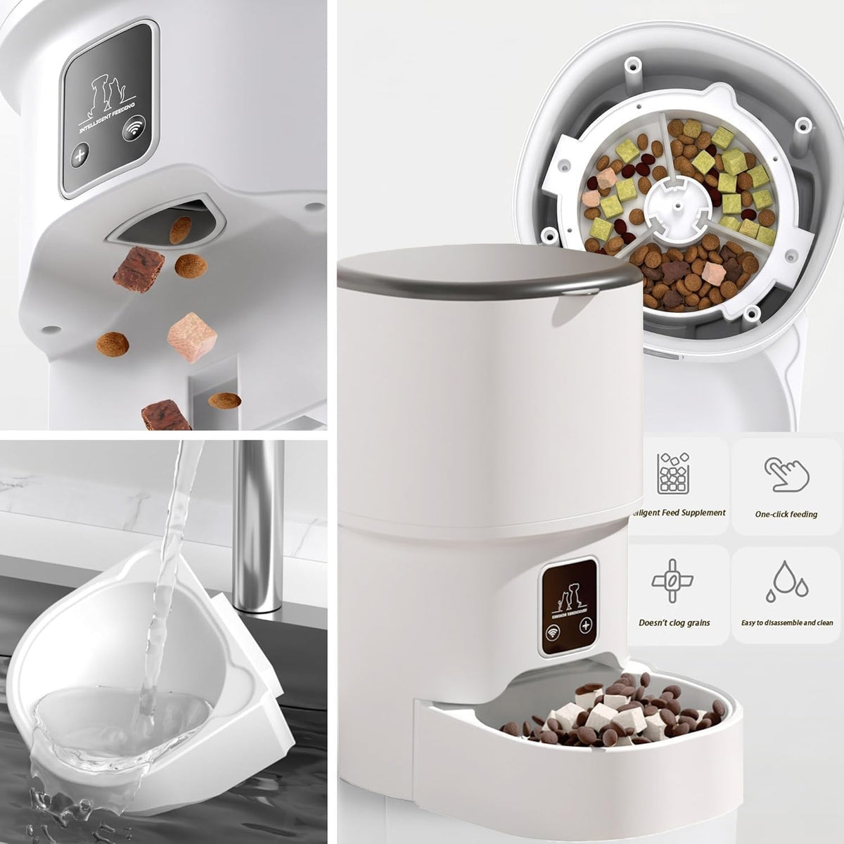 Automatic Cat Feeder,4L Timed Pet Food Dispenser with 2.4G Wifi,Detachable